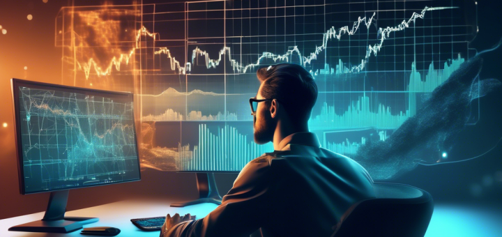 Create an image depicting a confident investor analyzing crypto charts on a computer screen, with the Fidelity logo subtly displayed in the background. The environment is modern and professional, with elements of blockchain illustrated in the decor and hints of digital currency symbols like Bitcoin and Ethereum appearing on the screen.