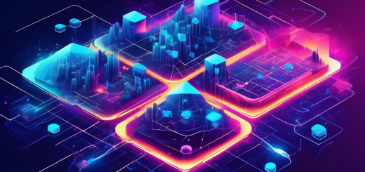 Create an illustration of a futuristic digital landscape, featuring interconnected nodes and pathways, symbolizing the Polygon (MATIC) blockchain network. Incorporate elements like a crystal-clear guidebook titled 'Understanding Polygon Crypto' and digital tokens, all set against a backdrop of vibrant, glowing technology and a sleek, modern design.