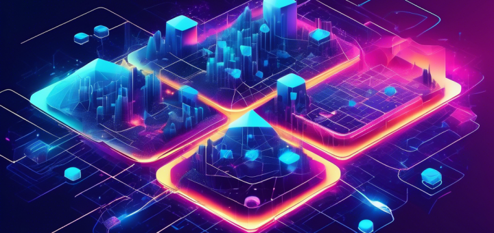 Create an illustration of a futuristic digital landscape, featuring interconnected nodes and pathways, symbolizing the Polygon (MATIC) blockchain network. Incorporate elements like a crystal-clear guidebook titled 'Understanding Polygon Crypto' and digital tokens, all set against a backdrop of vibrant, glowing technology and a sleek, modern design.